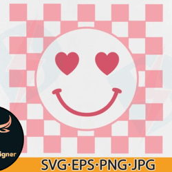retro valentine checkered smiley face