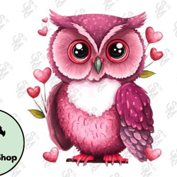 Cute Pink Owl Valentines Day
