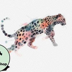 Cute Leopard Watercolor Clipart Vol –14 Design 94