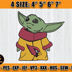 Cardinals Embroidery, Baby Yoda Embroidery, NFL Machine Embroidery Digital, 4 sizes Machine Emb Files -16 - Abadin