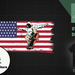 Vintage US Flag Skateboarding Design 48