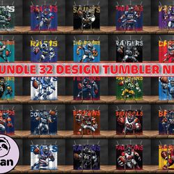 Bundle 32 Design NFL Teams, NFL Logo, Tumbler Design, Design Bundle Football, NFL Tumbler Design, Design by Evan 17