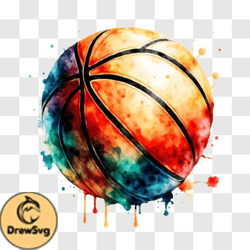 Colorful Watercolor Basketball Ball for Sports and Decor PNG Design 285