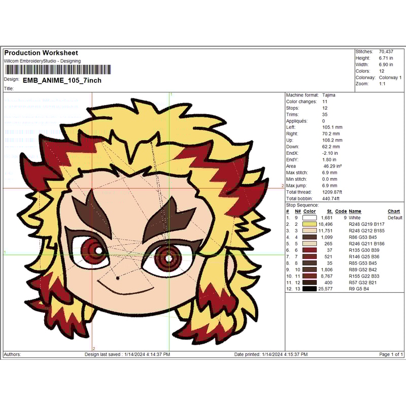Rengoku Kyojuro Embroidery Pattern, Demon Slayer Embroidery | Inspire ...