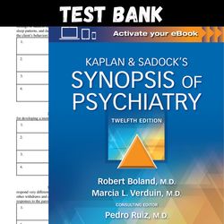 Latest 2023 Kaplan and Sadock's Synopsis of Psychiatry 12th Edition By Robert Boland Test bank | All Chapters