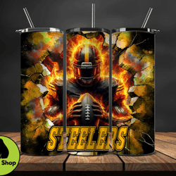 Pittsburgh Steelers Tumbler Wrap, Crack Hole Design, Logo NFL Football, Sports Tumbler Png, Tumbler Design by Enloe Shop