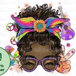 hippie messy bun black skin sublimationdesign 26