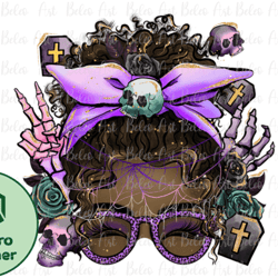 skull messy bun black skin sublimationdesign 27