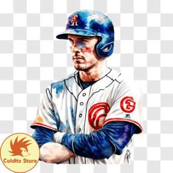 chicago cubs baseball player with crossed arms png design 19