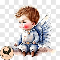 cute baby boy dressed as an angel png design 265