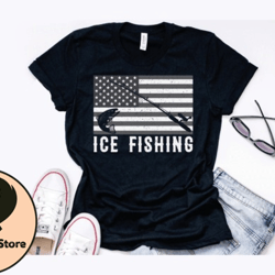 american flag ice fishing vintage design