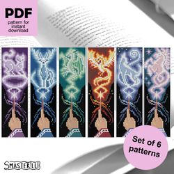 Fantasy bookmark cross stitch patterns: set of 6 patterns, wizard ornaments