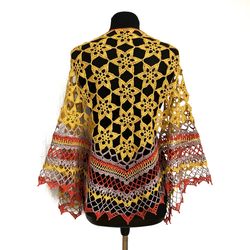 Crochet Boho Shawl Handmade Women's Bright Wrap Gypsy Accessories Hippie Scarf Bohemian exclusive shawl