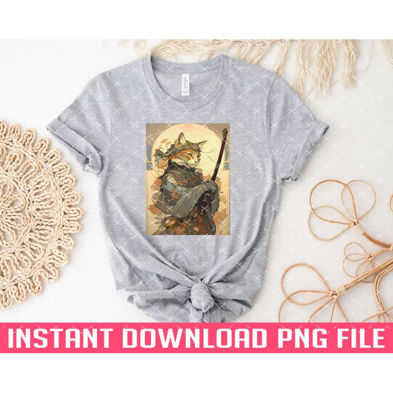 TT1101244304-Art Nouveau Traditional Japanese Cat Samurai Knight PNG files for sublimation.jpg