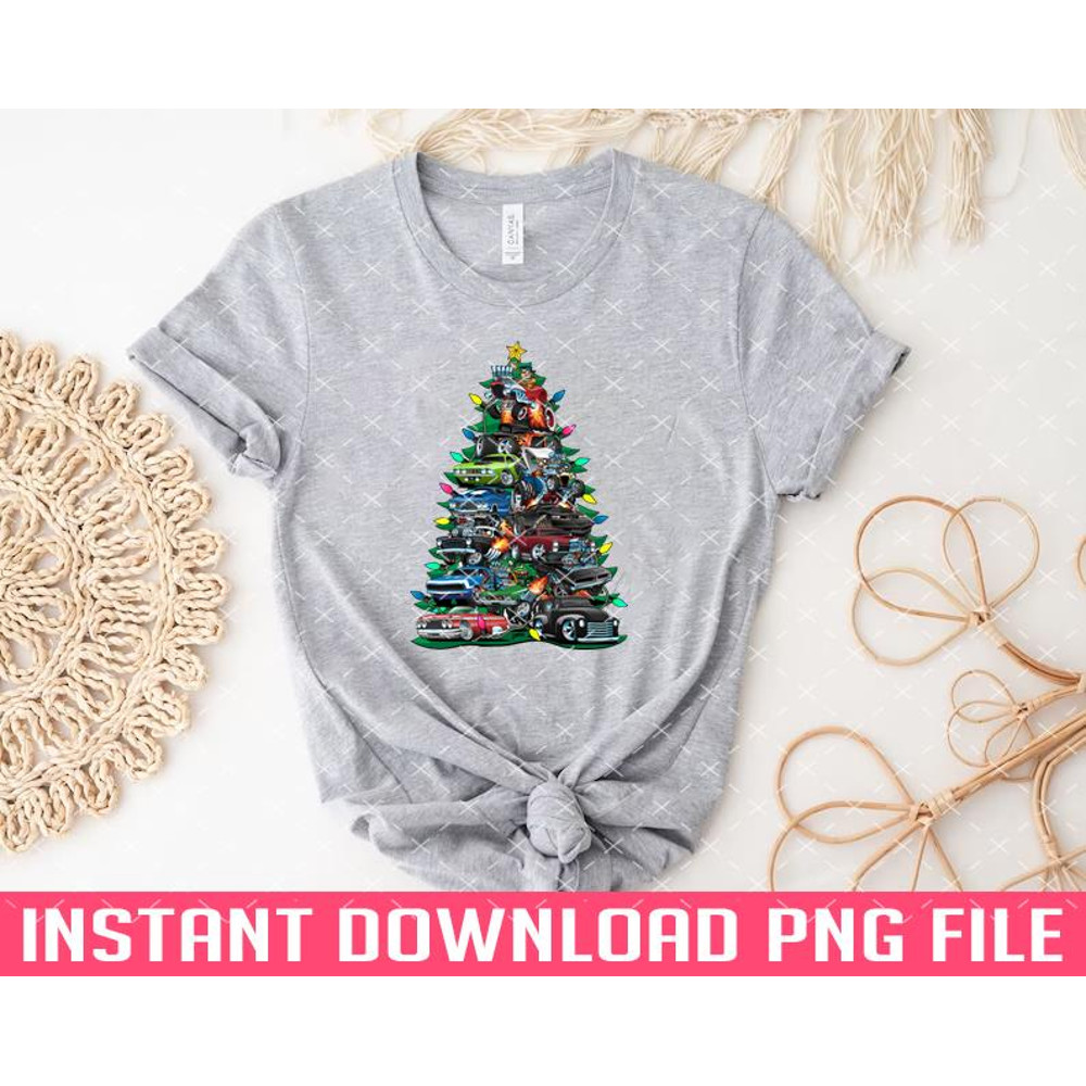 TT1101243946-Car Madness Christmas Tree Classic Muscle Cars and Hot Rods PNG files for sublimation.jpg