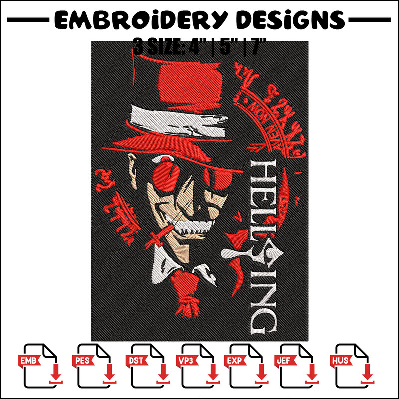 Alucard Poster Embroidery Design, Hellsing Embroidery, Embroidery File, Anime Embroidery, Anime shirt, Digital download.jpg