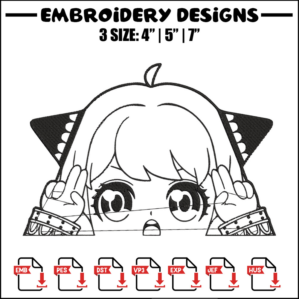 Anya cute Embroidery Design, Spy x family Embroidery, Embroidery File, Anime Embroidery, Anime shirt, Digital download.jpg