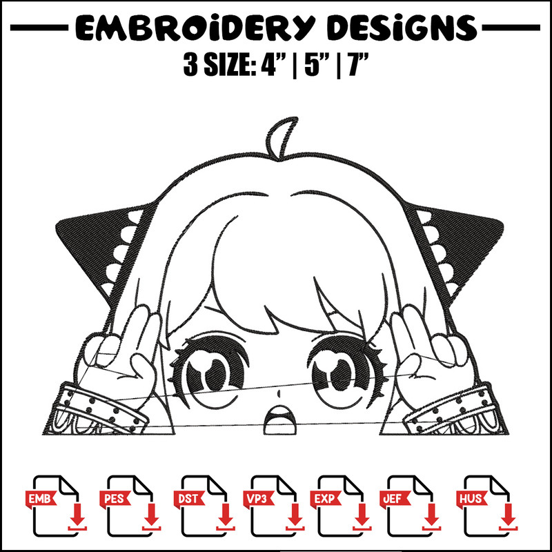 Anya cute Embroidery Design, Spy x family Embroidery, Embroidery File, Anime Embroidery, Anime shirt, Digital download.jpg