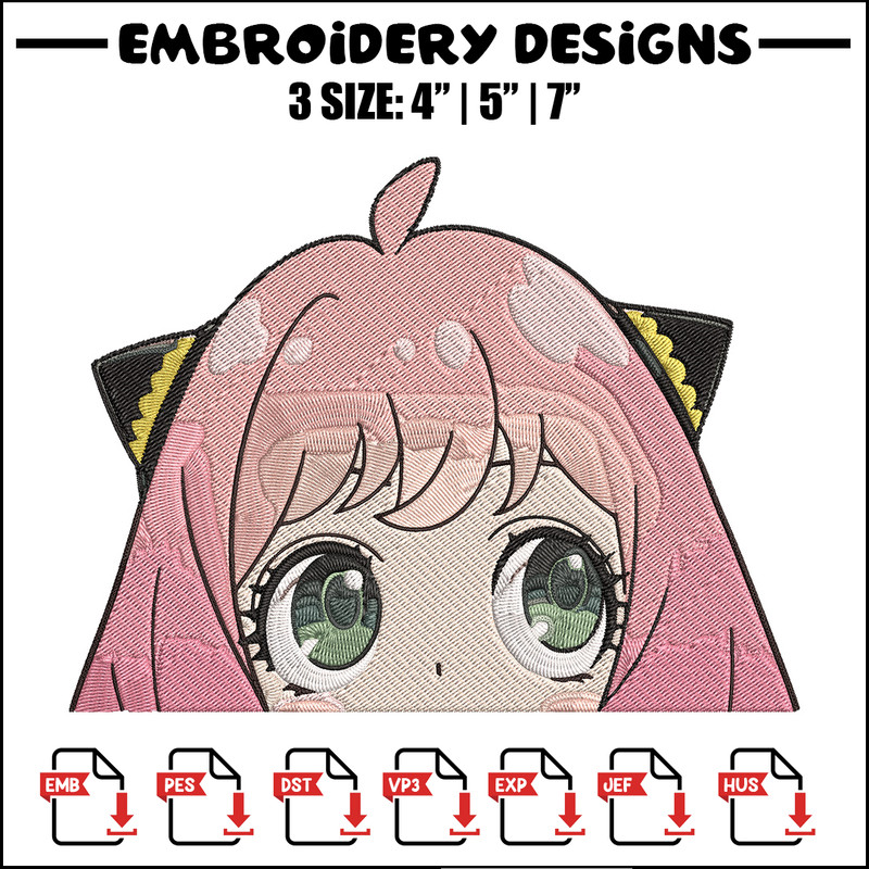 Anya Peek Embroidery Design, Spy x family Embroidery, Embroidery File, Anime Embroidery, Anime shirt, Digital download..jpg