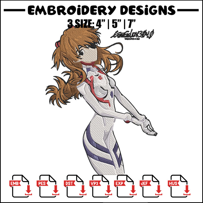 Asuka poster Embroidery Design, Evangelion Embroidery, Embroidery File, Anime Embroidery, Anime shirt, Digital download..jpg