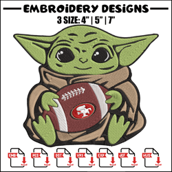 Baby Yoda San Francisco 49ers embroidery design, 49ers embroidery, NFL embroidery, sport embroidery, embroidery design.