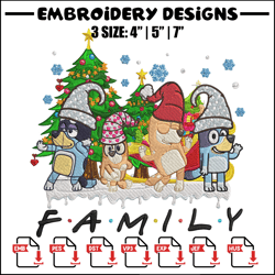 Bluey family Embroidery Design, Bluey Embroidery, Embroidery File, Chrismas Embroidery, Anime shirt, Digital download