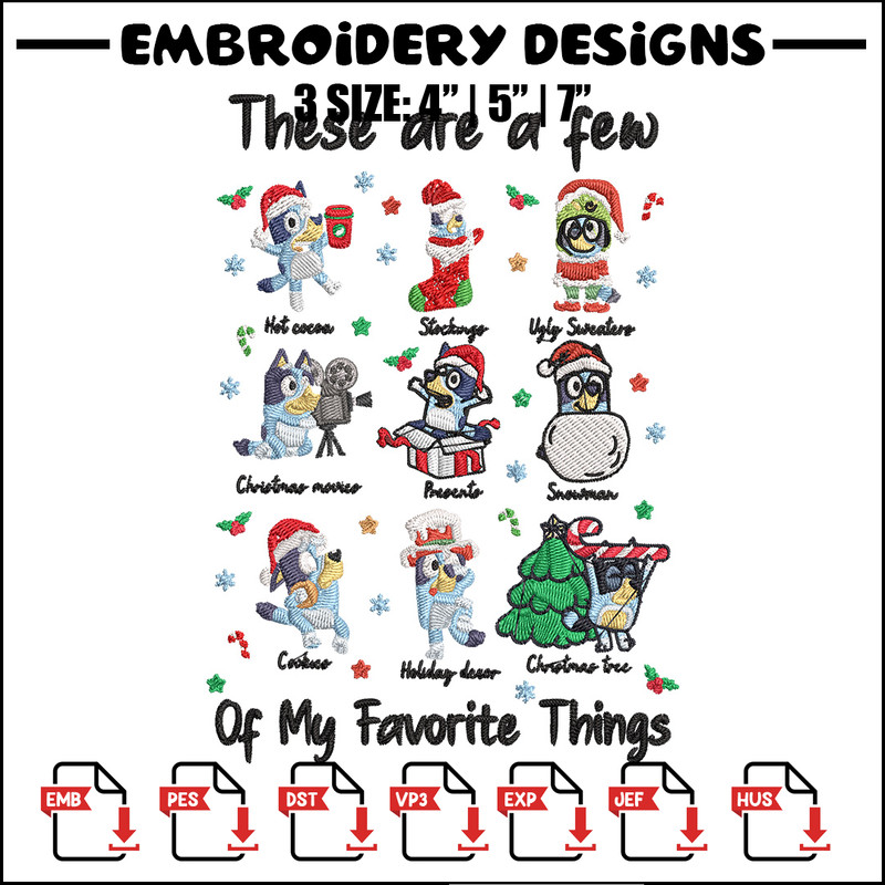 Bluey sticker Embroidery Design, Bluey Embroidery, Embroidery File, Chrismas Embroidery, Anime shirt, Digital download.jpg