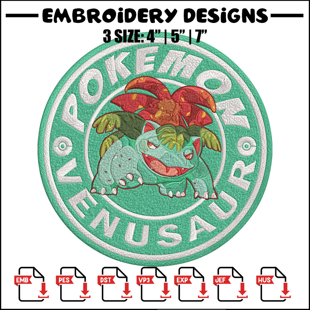 Bulbasaur poster Embroidery Design, Pokemon Embroidery, Embroidery File, Anime Embroidery, Anime shirt, Digital download.jpg
