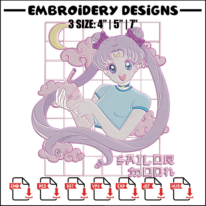 Chibi moon Embroidery Design, Sailor moon Embroidery, Embroidery File, Anime Embroidery, Anime shirt, Digital download.jpg