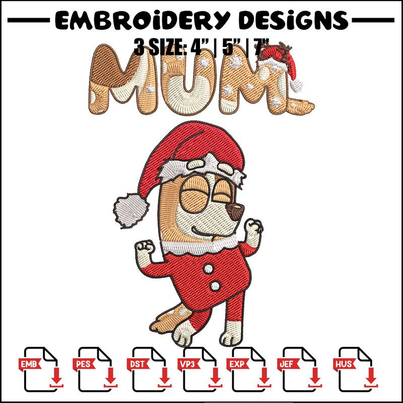 Chilli mom Embroidery Design, Bluey Embroidery, Embroidery File, Chrismas Embroidery, Anime shirt, Digital download.jpg