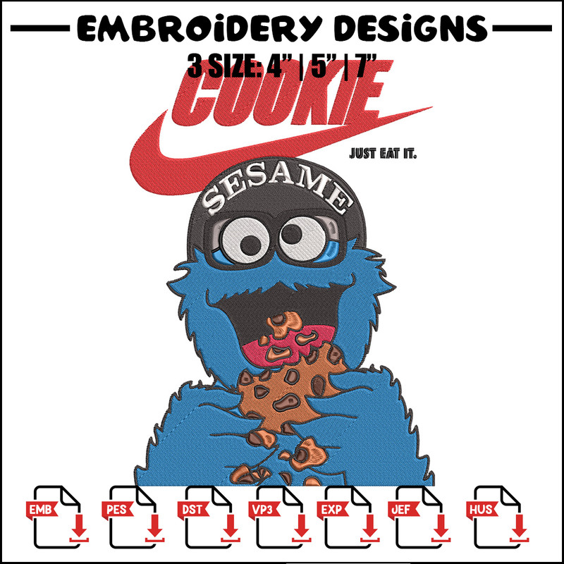 Cookie Monster x nike Embroidery Design, Cookie Monster Embroidery, Embroidery File, Nike Embroidery, Digital download.jpg