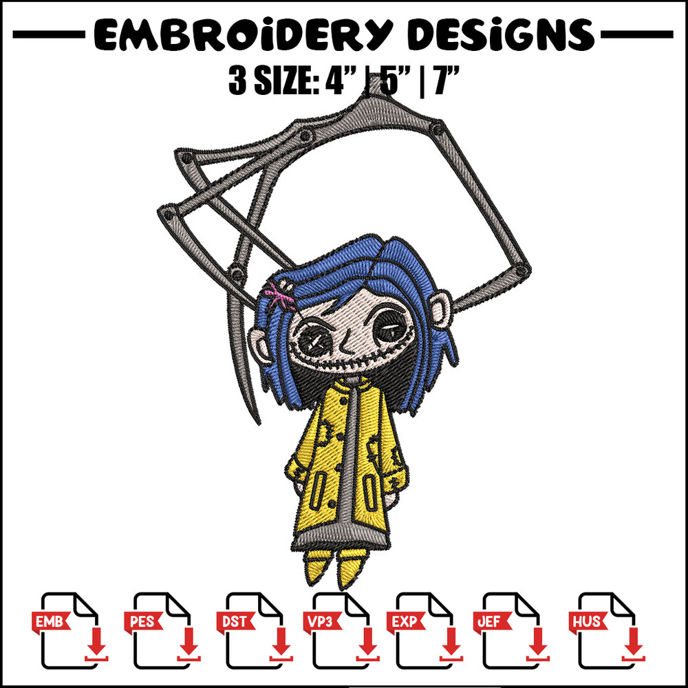 Coraline Horror Embroidery Design, Coraline Horror Embroidery, Embroidery File, Cartoon shirt, Digital download..jpg
