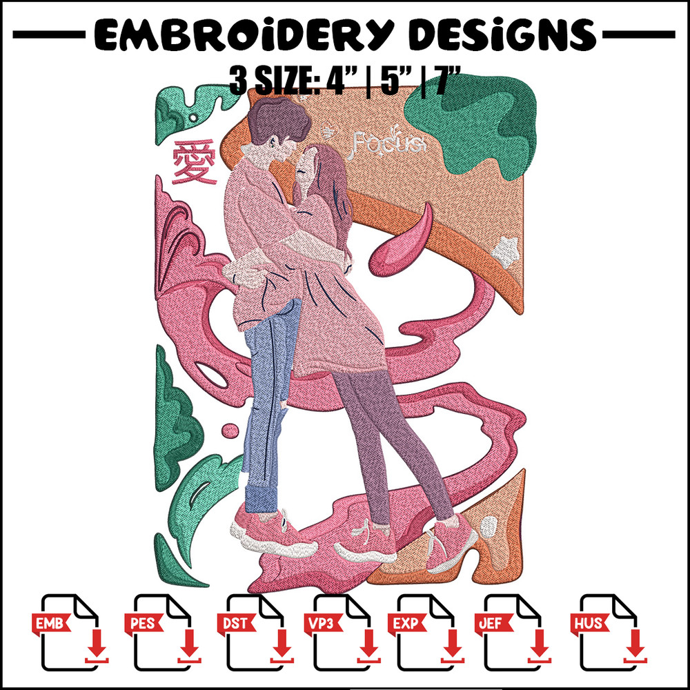 Couple poster Embroidery Design, Couple Embroidery, Embroidery File, Anime Embroidery, Anime shirt, Digital download.jpg