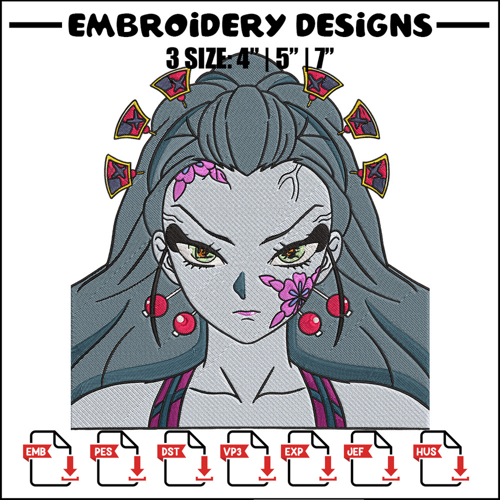 Daki face Embroidery Design, Demon slayer Embroidery, Embroidery File, Anime Embroidery, Anime shirt, Digital download.jpg