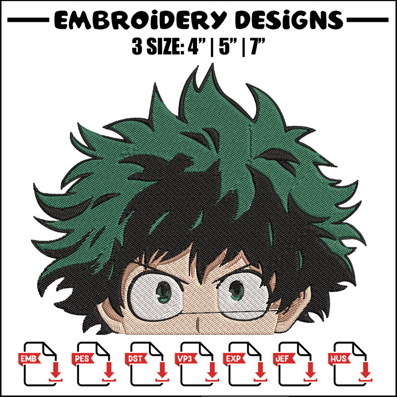 Deku face Embroidery Design, Mha Embroidery, Embroidery File, Anime Embroidery, Anime shirt, Digital download.jpg