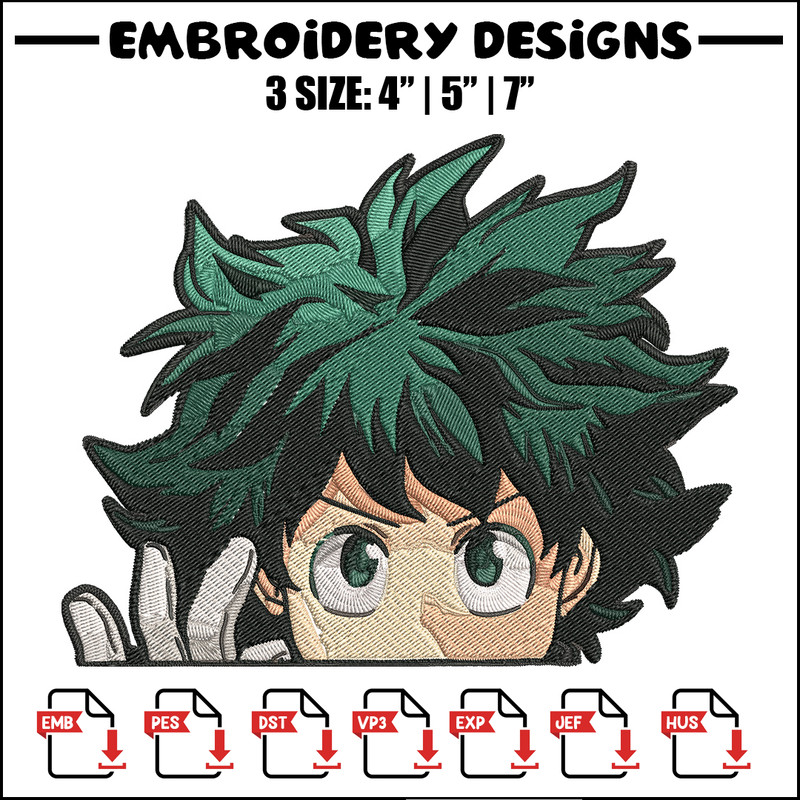 Deku Peek Embroidery Design, Mha Embroidery, Embroidery File, Anime Embroidery, Anime shirt, Digital download.jpg