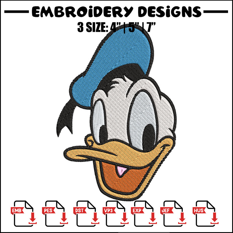 Donald Duck Embroidery Design, Disney Embroidery, Embroidery design, cartoon shirt, Embroidery File, Digital download..jpg
