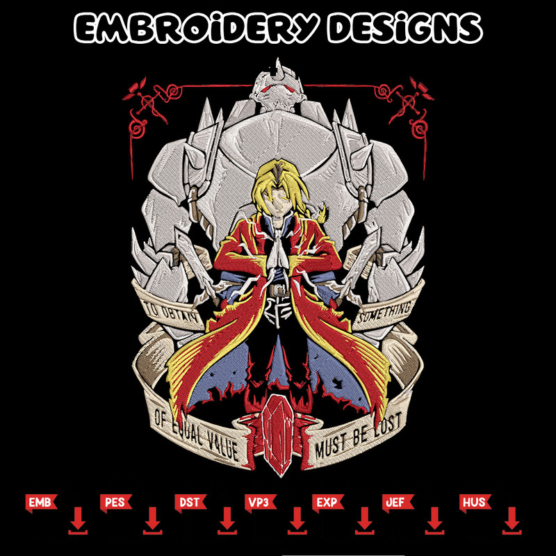 Edward Elric Embroidery Design, Fullmetal Embroidery,Embroidery File,Anime Embroidery, Anime shirt, Digital download.jpg