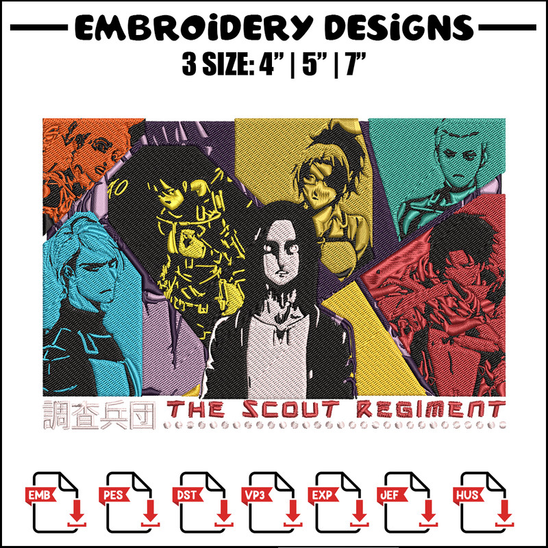 Eren friends Embroidery Design, Aot Embroidery, Embroidery File, Anime Embroidery, Anime shirt, Digital download.jpg