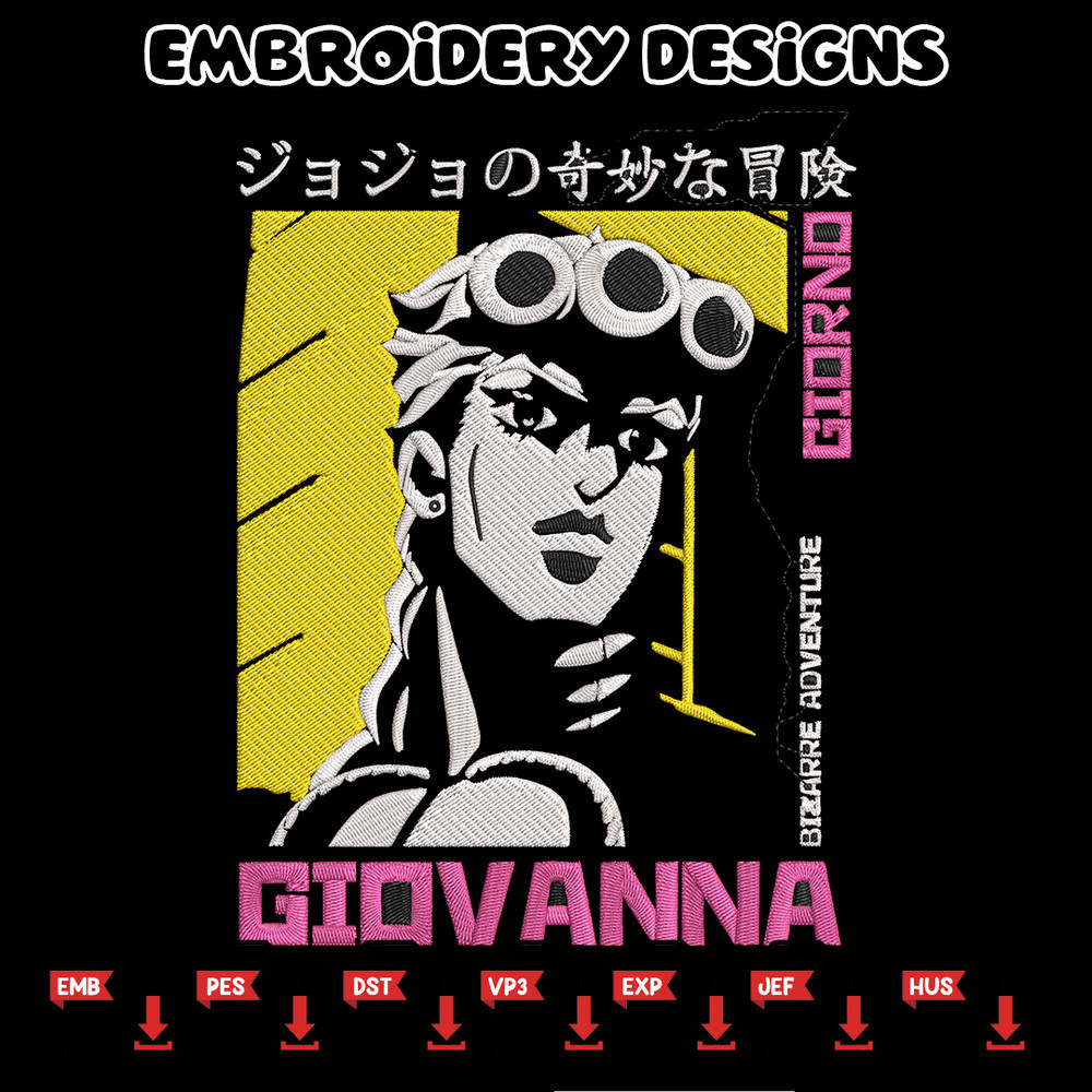 Giovanna poster Embroidery Design, Jojo Embroidery, Embroidery File, Anime Embroidery, Anime shirt, Digital download.jpg