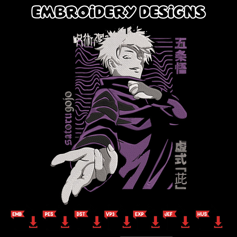 Gojo satoru poster Embroidery Design, Jujutsu Embroidery,Embroidery File, Anime Embroidery, Anime shirt,Digital download.jpg