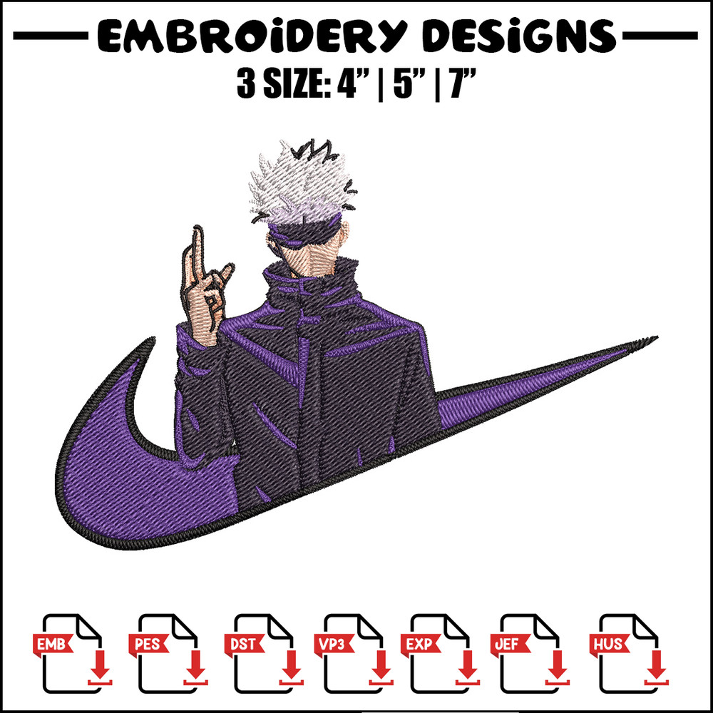 Gojo x nike Embroidery Design, Jujutsu Embroidery, Embroidery File, Nike Embroidery, Anime shirt, Digital download.jpg