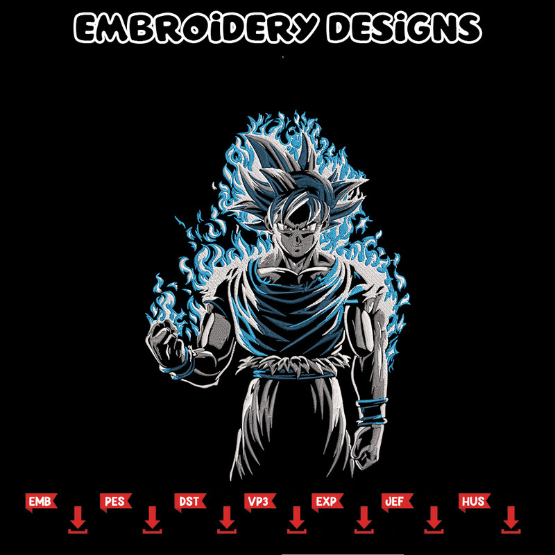 Goku ultra Embroidery Design, Dragonball Embroidery, Embroidery File, Anime Embroidery, Anime shirt, Digital download.jpg