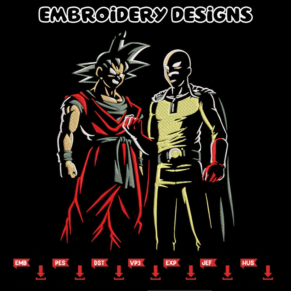 Goku x Saitama Embroidery Design, Dragonball Embroidery,Embroidery File, Anime Embroidery, Anime shirt, Digital download.jpg