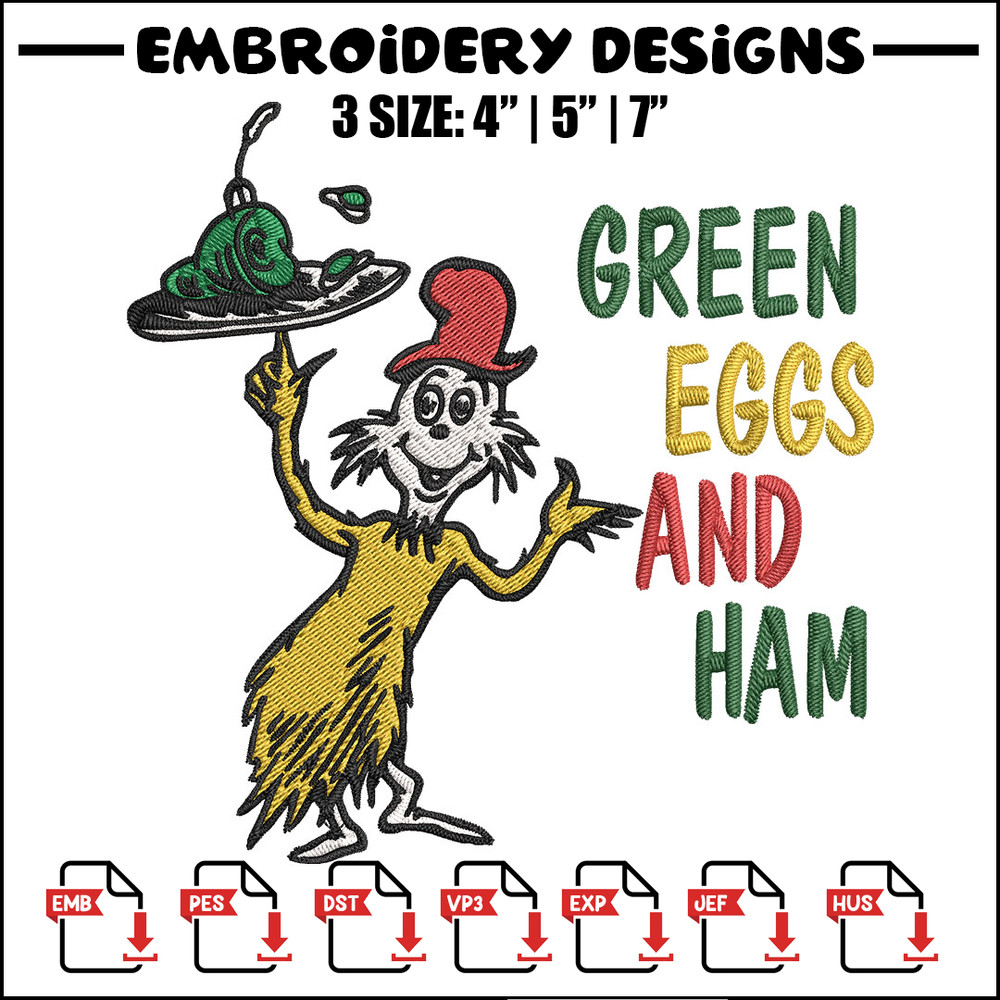 Green eggs and ham Embroidery Design, Dr Seuss Embroidery, Embroidery File, Embroidery design, Digital download.jpg