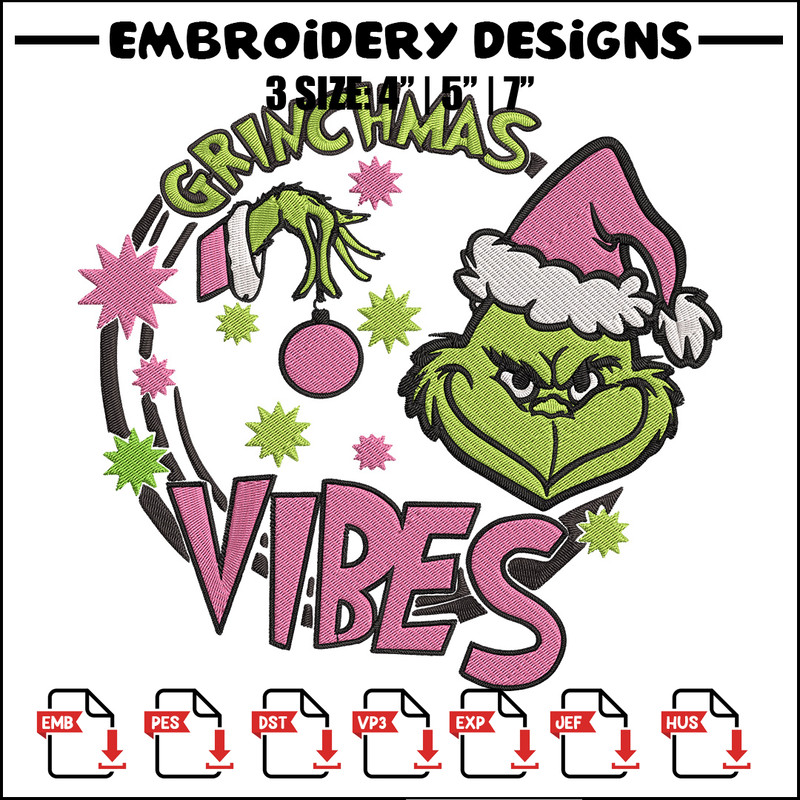 Grinchmas vibes Embroidery Design, Grinch Embroidery, Embroidery File,Chrismas Embroidery, Anime shirt, Digital download.jpg