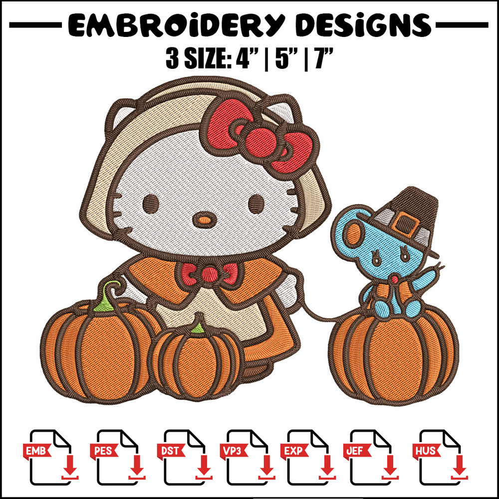 Hello kitty pumpkin Embroidery Design, Hello kitty Embroidery, Embroidery File, Anime Embroidery, Digital download.jpg