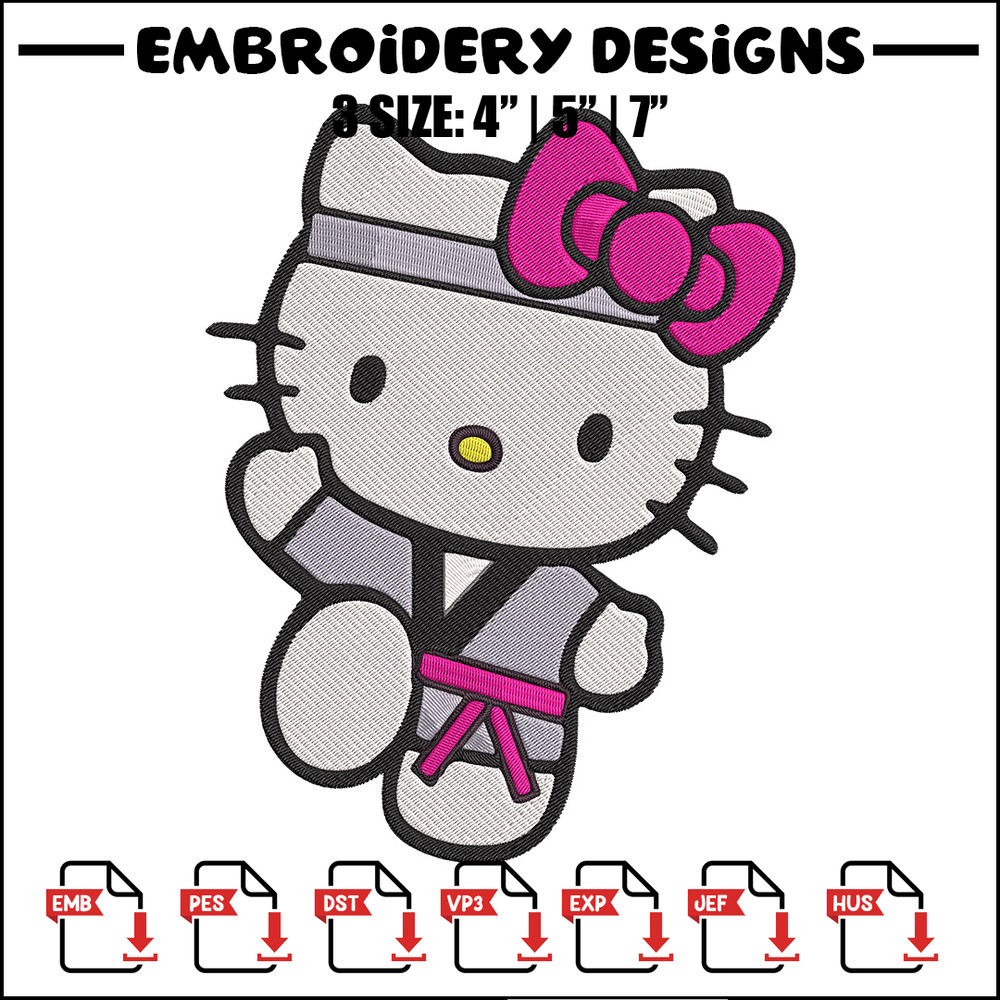 Hello kitty Taekwondo Embroidery Design, Hello kitty Embroidery, Embroidery File, Anime Embroidery, Digital download.jpg