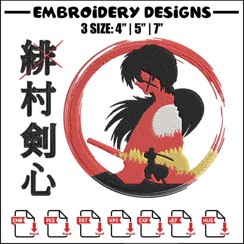 Himura Kenshin Embroidery Design, Samurai X Embroidery, Embroidery File, Anime Embroidery,Anime shirt, Digital download.jpg