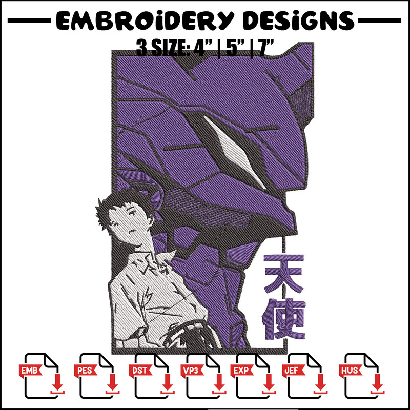 Ikari Shinji Embroidery Design, Evangelion Embroidery, Embroidery File, Anime Embroidery, Anime shirt, Digital download.jpg